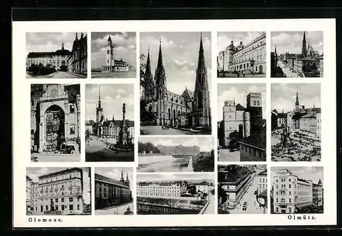 AK Olmütz, Impressionen der Stadt mit Kirchen und Plätzen