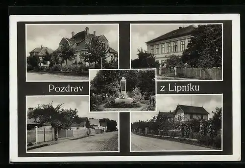 AK Lipnik, Ehrenmal, Ortspartie und Strassenpartie