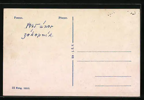 AK Prerau, Strassenpartie aus der Vogelschau