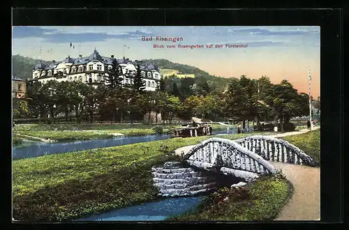 AK Bad Kissingen, Blick vom Rosengarten auf den Fürstenhof