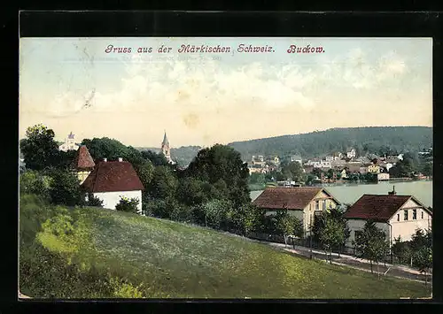 AK Buckow / Märk. Schweiz, Ortsansicht aus der Vogelschau