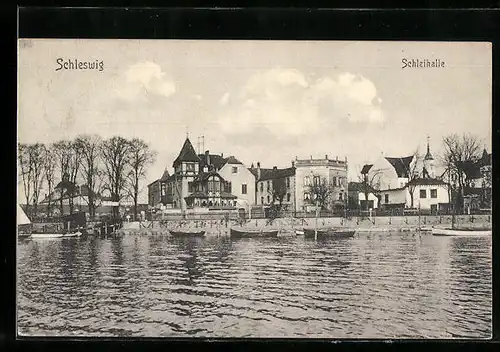 AK Schleswig, Schleihalle vom Wasser aus gesehen