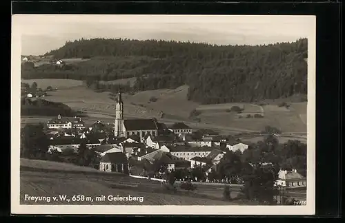 AK Freyung, Ortsansicht mit Geiersberg