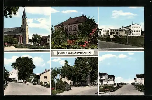 AK Bonbruck, Ortspartie, Strassenpartie und Kirche