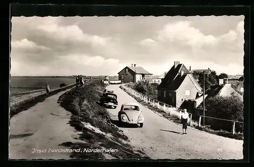 AK Insel Nordstrand, Norderhafen, Strassenpartie