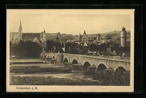 AK Ochsenfurt a. M., Panorama mit Brücke
