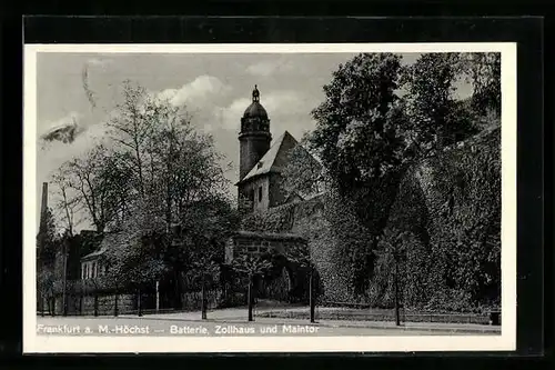 AK Frankfurt a. M., Batterie, Zollhaus und Maintor in Höchst