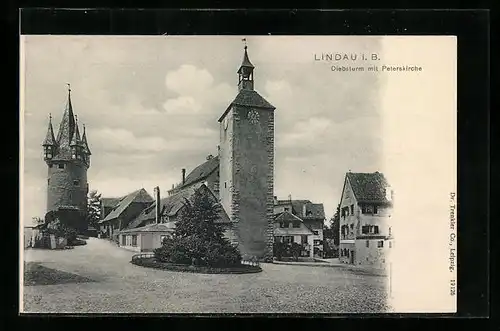 AK Landau / Pfalz, Diebsturm mit Peterskirche