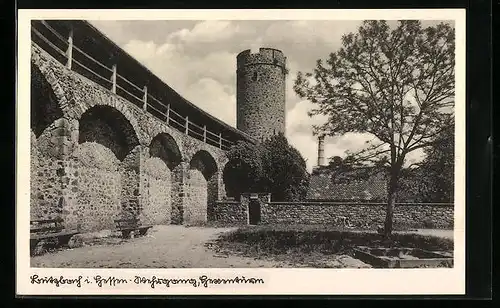 AK Butzbach / Hessen, Stadtmauer und Turm
