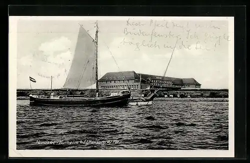 AK Utersum / Föhr, Nordsee-Kurheim vom Wasser aus gesehen
