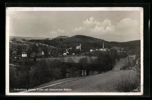 AK Hohenfichte i. Sa., Blick über die Flöha auf die Stadt