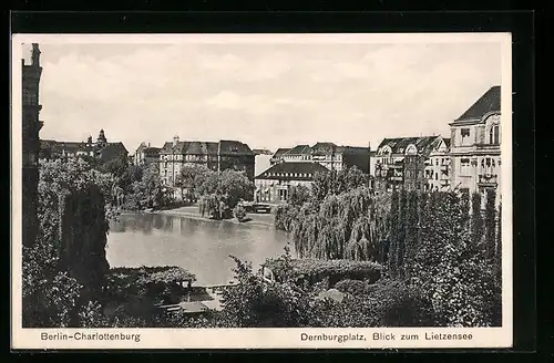 AK Berlin, Charlottenburg, Dernburgplatz, Blick zum Lietzensee