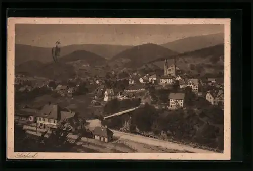 AK Forbach, Ortsansicht mit Blick zur Kirche