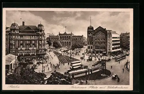 AK Berlin-Tiergarten, Potsdamer Platz, Strassenbahn am Verkehrsturm