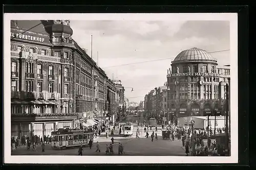 AK Berlin, Potsdamer Platz mit Saarlandstrasse, Hotel Fürstenhof und Haus Vaterland