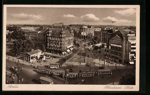 AK Berlin-Tiergarten, Blick über den Potsdamer Platz, auf die Stadt, Strassenbahn unterwegs