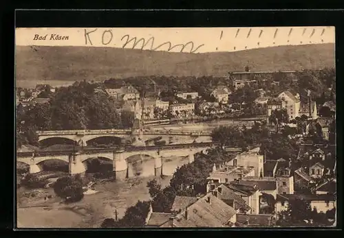 AK Bad Kösen, Generalansicht mit den Brücken in die Stadt