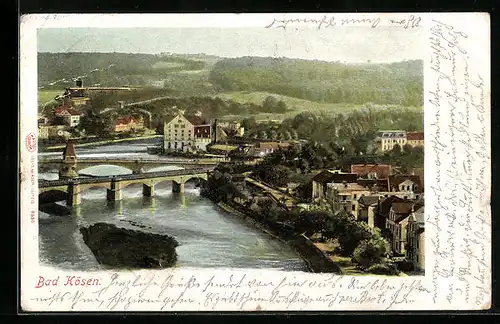 AK Bad Kösen, Brücken über die Saale, Stadttotale