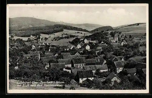 AK Ober-Beerbach im Odenwald, Generalansicht mit Blick nach dem Frankenstein, Gasthaus Zum schönen Wiesengrund