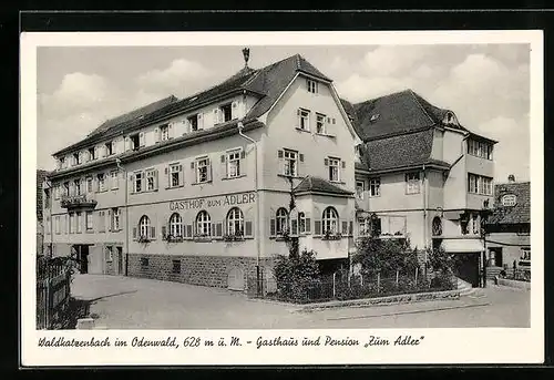 AK Waldkatzenbach im Odenwald, am Gasthaus und Pension Zum Adler