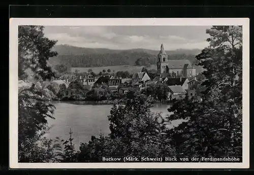 AK Buckow i. Märk. Schweiz, Blick von der Ferdinandshöhe auf die Stadt