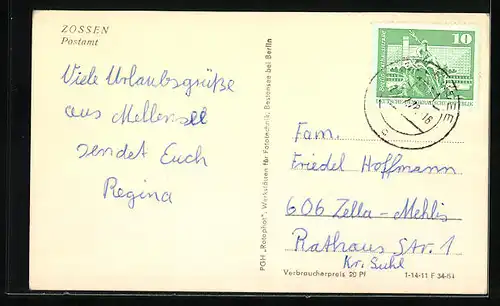 AK Zossen, auf dem Platz vor dem Postamt