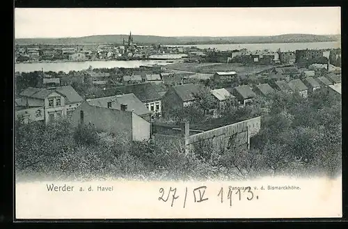 AK Werder a. d. Havel, Panorama der Stadt v. d. Bismarckhöhe aus