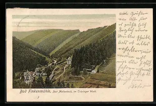 AK Bad Finkenmühle bei Mellenbach im Thüringer Wald, Talblick mit der Siedlung