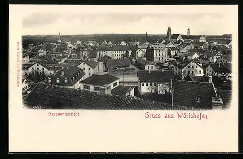 AK Wörishofen, Gesamtansicht der Stadt, Blick zur Kirche hin