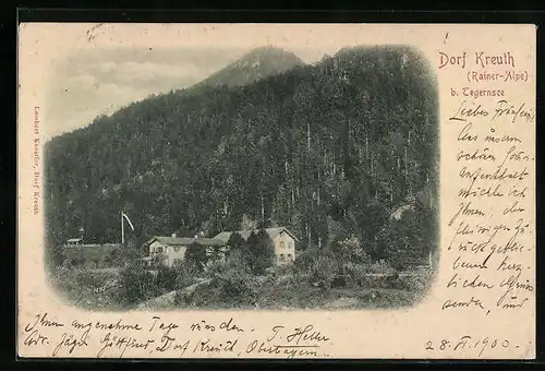 AK Dorf Kreuth b. tegernsee, Blick zum Haus am Waldrand