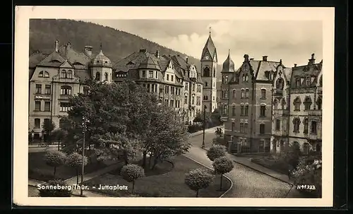 AK Sonneberg i. Thür., Stadtvillen am Rand des Juttaplatz