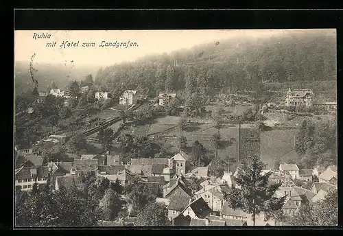 AK Ruhla, Generalansicht mit dem Hotel zum Landgrafen