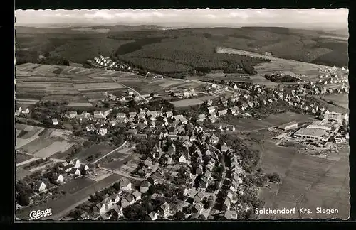 AK Salchendorf bei Siegen, Fliegeraufnahme der gesamten Stadt