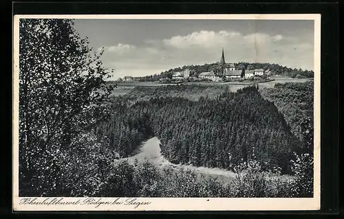 AK Rödgen bei Siegen, Panoramaansicht mit Blick zur Kirche