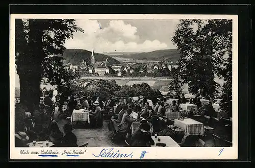 AK Neheim a. d. Ruhr, Blick vom Waldhaus Drei Bänke auf die Stadt