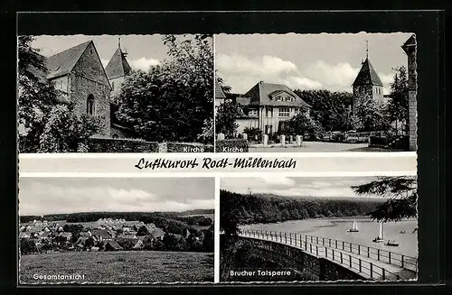 AK Rodt-Müllenbach, an der Kirche, die Brucher Talsperre, Gesamtansicht