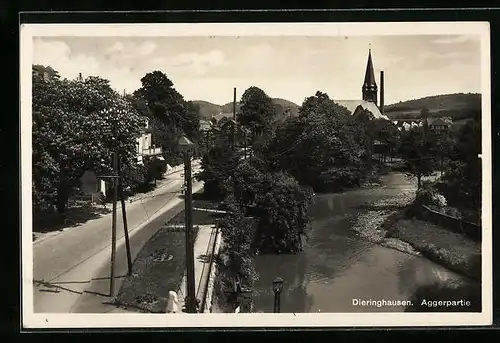 AK Dieringhausen, Aggerpartie mit Blick zur Kirche