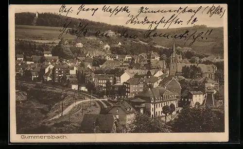 AK Gummersbach, Blick zur Kirche in der Stadt