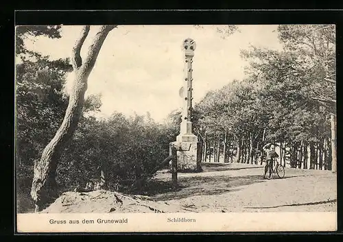 AK Berlin-Grunewald, Denkmal a. d. Schildhorn