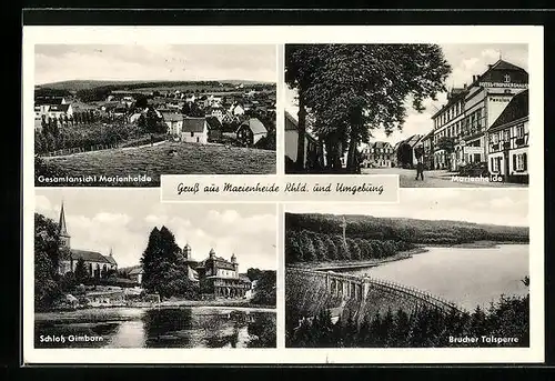 AK Marienheide im Rhld., Gesamtansicht, Schloss Gimborn, Brucher Talsperre