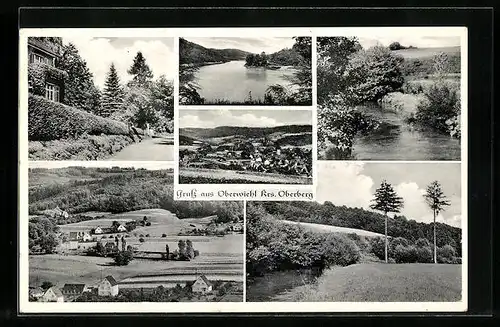 AK Oberwiehl bei Oberberg, Generalansicht, am Bachufer, Landschaftspanorama