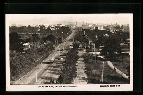 AK Adelaide, King William Road, Strassenbahnen unterwegs