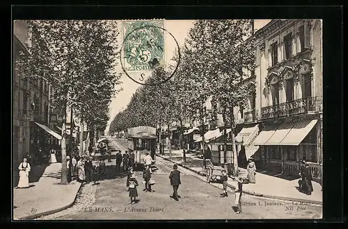 AK Le Mans, L`Avenue Thiers, Kinder vor einer Strassenbahn