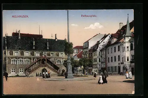 AK Mülhausen i. E., Rathausplatz