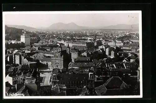 AK Ljubljana, Stadtansicht aus der Vogelschau