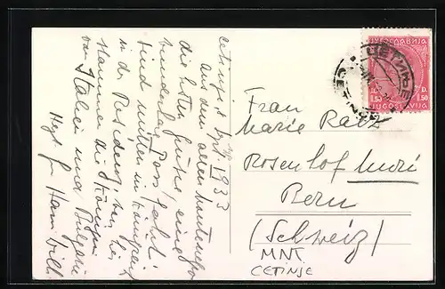 AK Cetinje, Gesamtansicht aus der Vogelschau