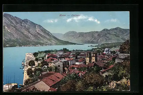 AK Cattaro, Gesamtansicht aus der Vogelschau