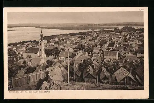 AK Semlin, Ortsansicht mit Blick auf Belgrad