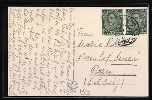 AK Mostar, Ortsansicht aus der Vogelschau