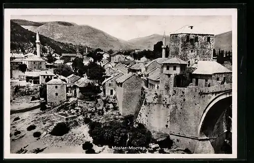 AK Mostar, Ortsansicht aus der Vogelschau